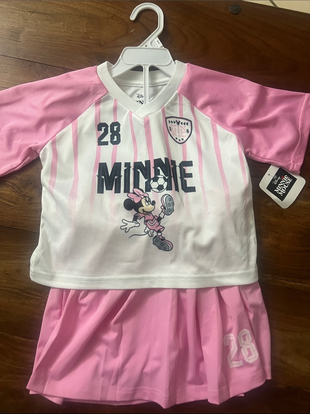 Disney Pink & White Minnie Soccer Tee and Skort Set